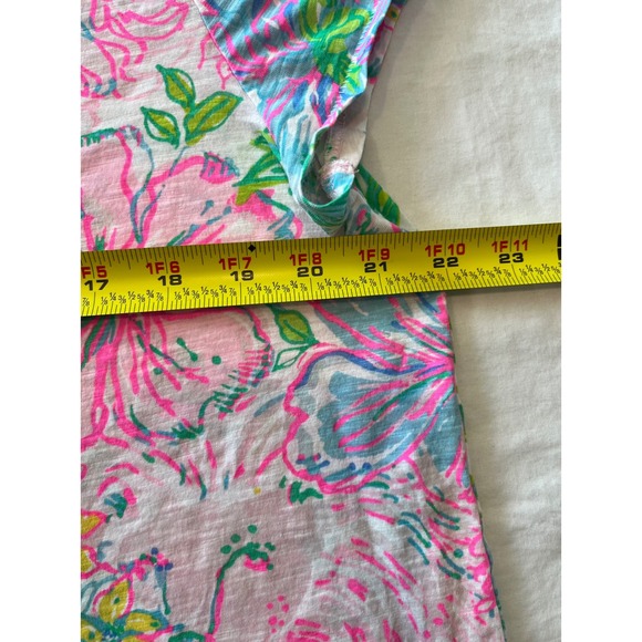 Lilly Pulitzer Womens Pink and Green Floral Short Sleeve Tee - Picture 5 of 8